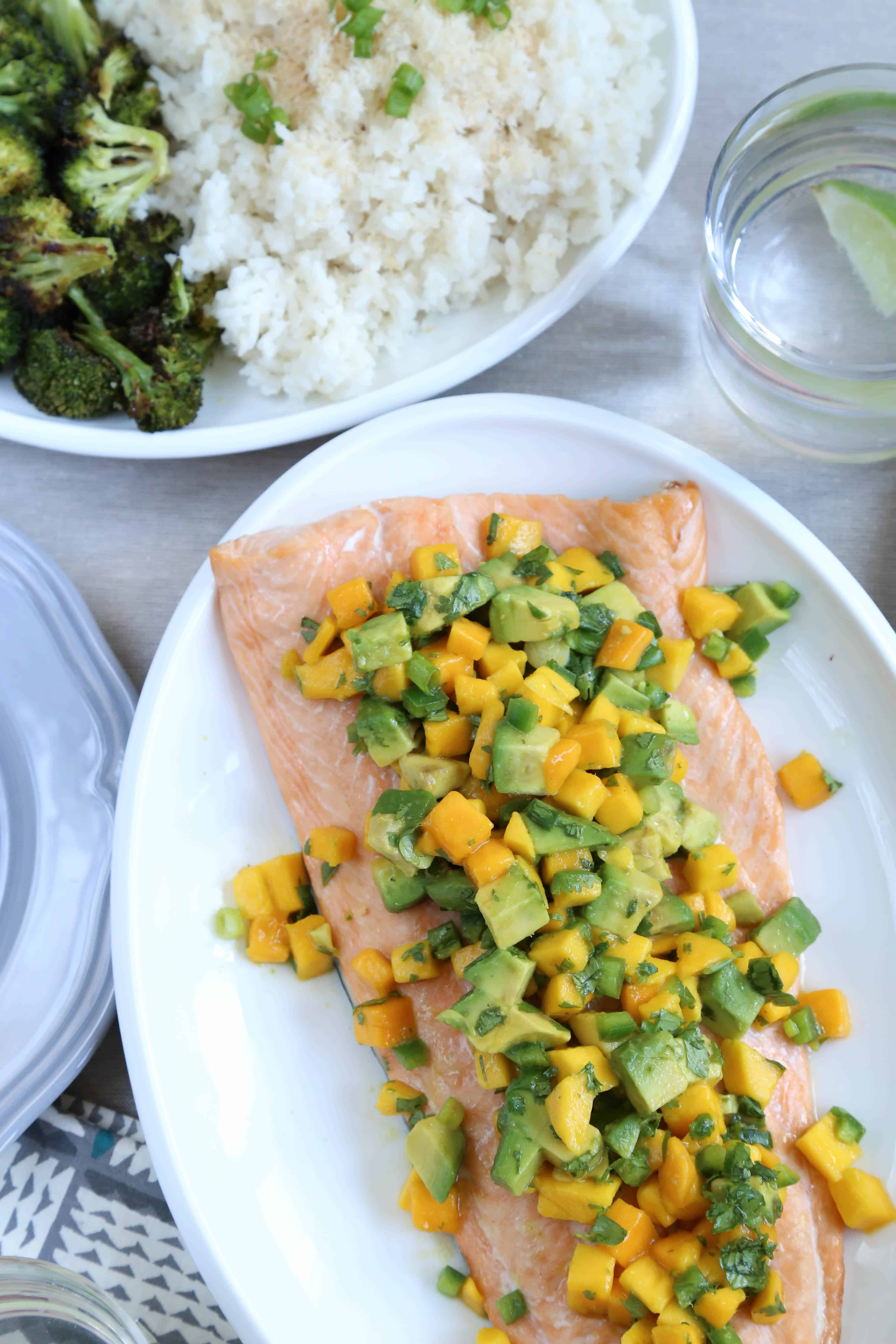 Salmon with Mango Avocado Salsa