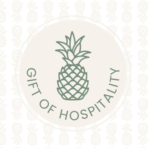 green pineapple graphic with the words gift of hospitality.