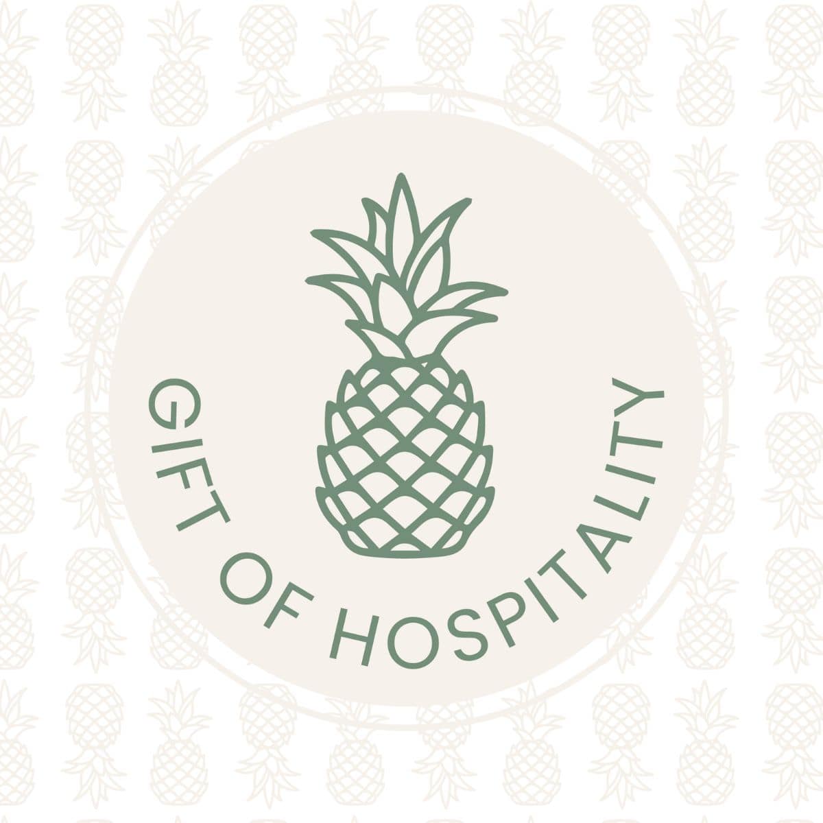 green pineapple graphic with the words gift of hospitality.