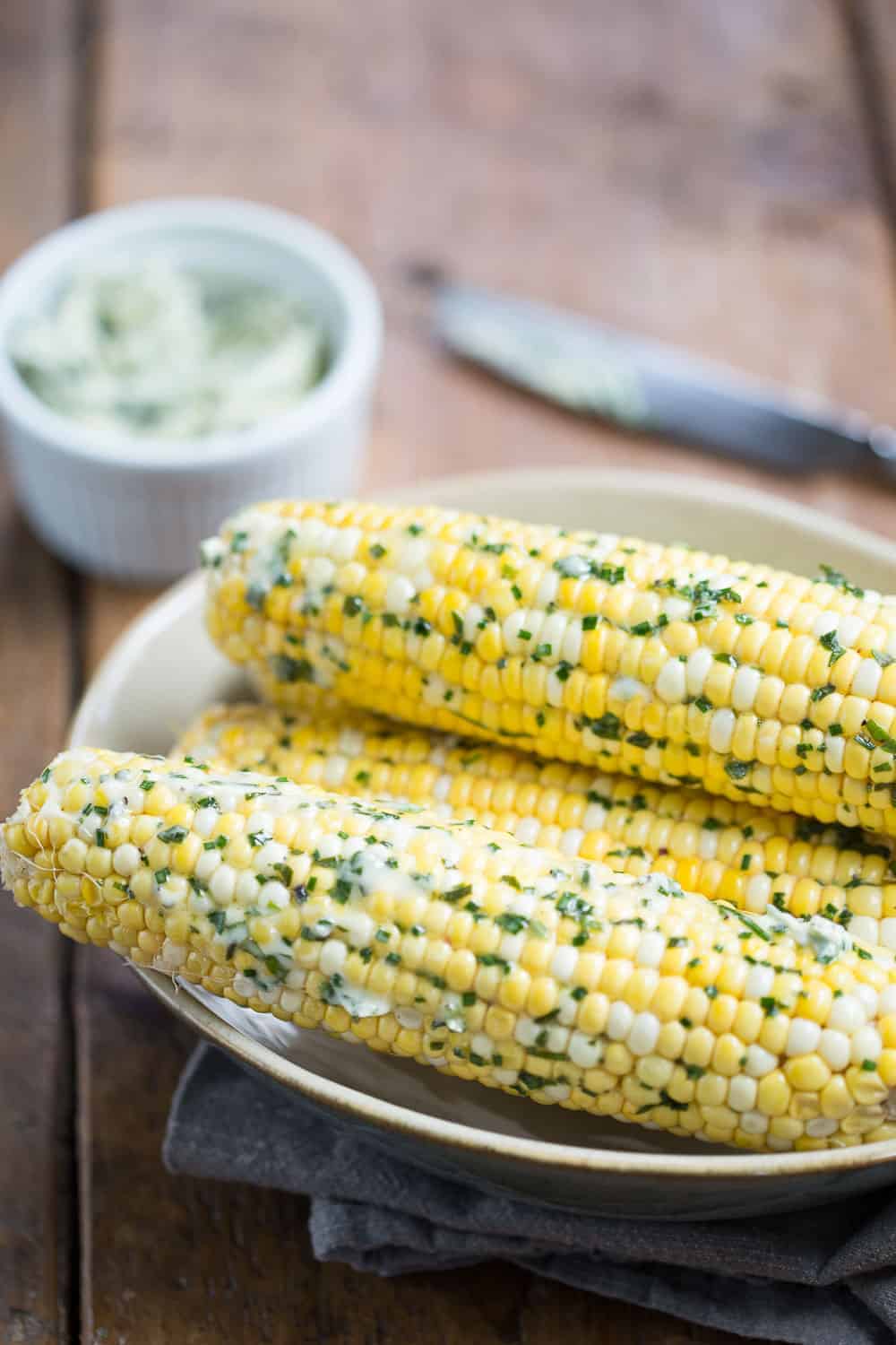 corn on the cob with herb compound butter