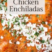 chicken enchiladas in red sauce.