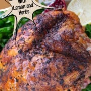 bone-in whole turkey breast with crispy brown skin.