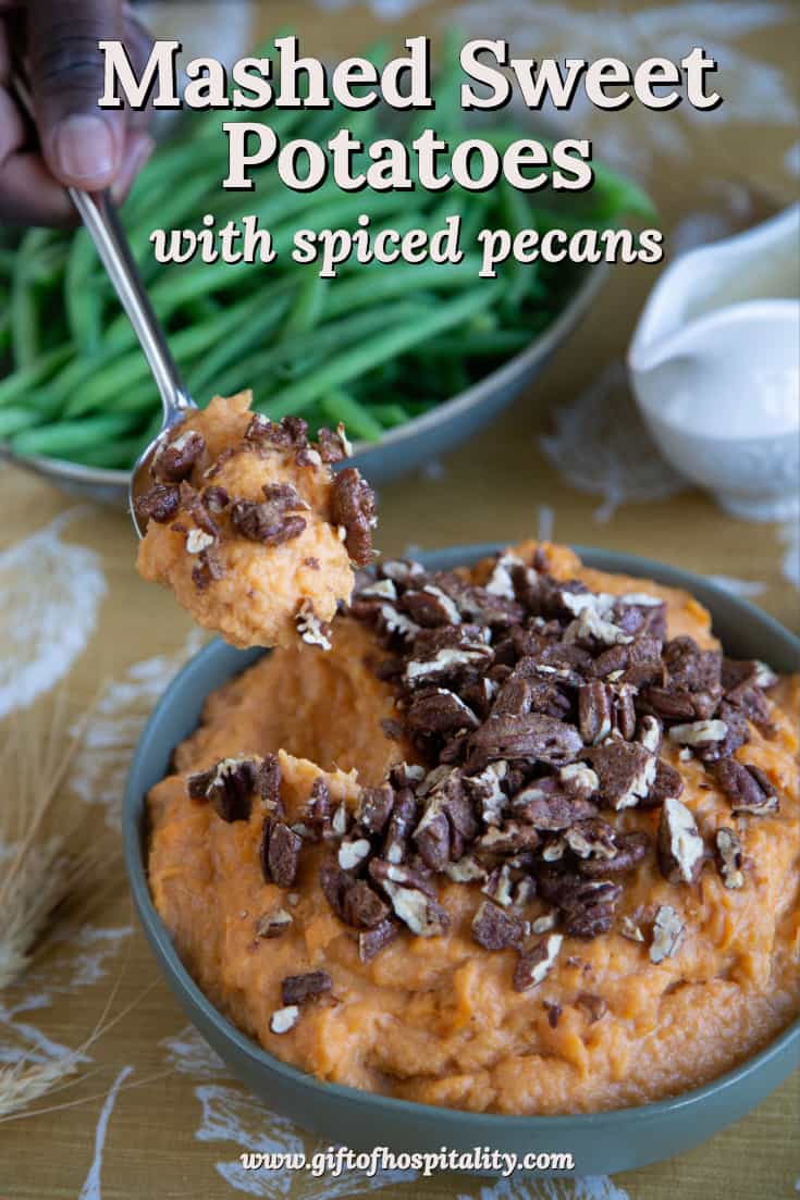 Mashed Sweet Potatoes with Spiced Pecans