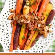 glazed rainbow carrots topped with toasted almonds.
