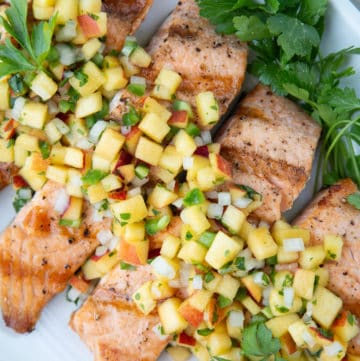 Grilled salmon with nectarine salsa