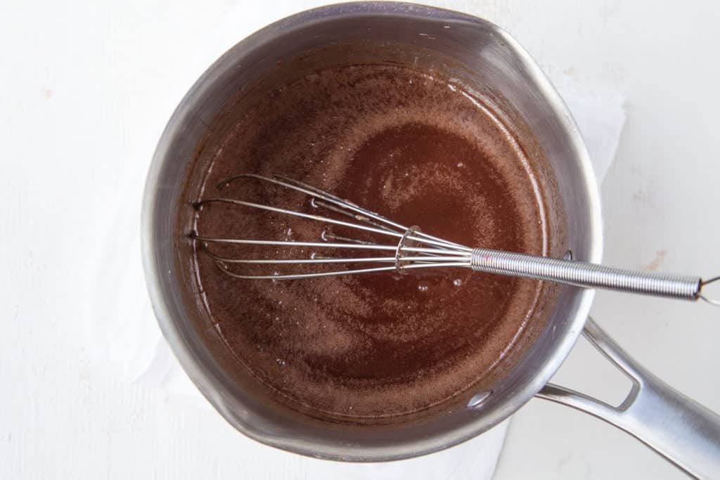 Chocolate mixture in saucepan