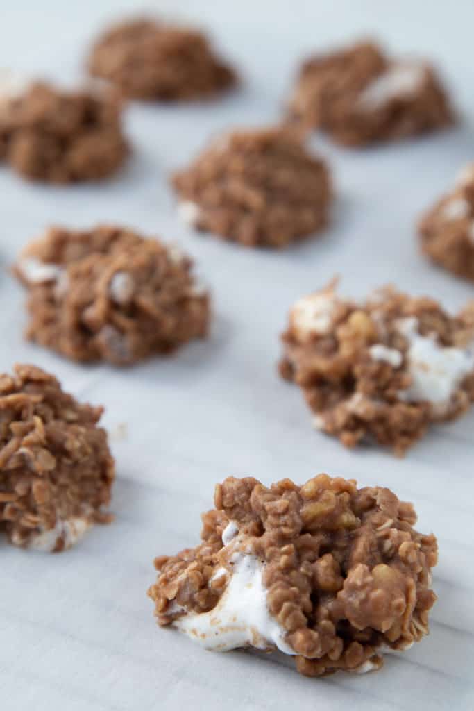 no bake cookies on white parchment paper