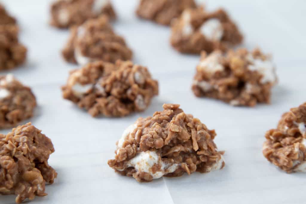 No-bake cookies on parchment paper