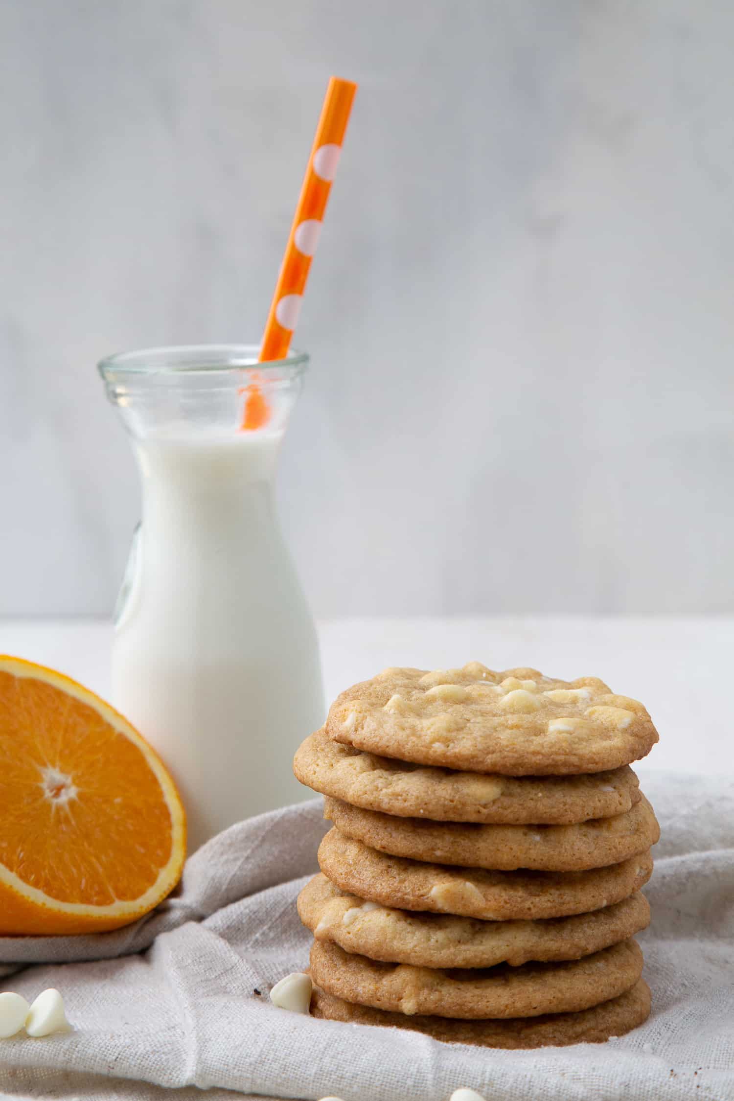 chewy white chocolate cookies with milk