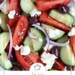 greek salad on a white platter