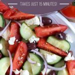 greek salad on a white platter