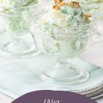pistachio pudding in glass parfait cups