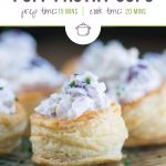 Chicken Salad in Puff Pastry Cups on a glass platter