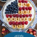 pavlova topped with fresh fruit in a flag design