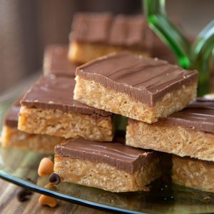 special k bars on a green glass serving platter