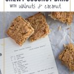 coconut bars surrounding a typed recipe for "chewy coconut cookies"