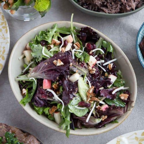 green salad in a cream bowl