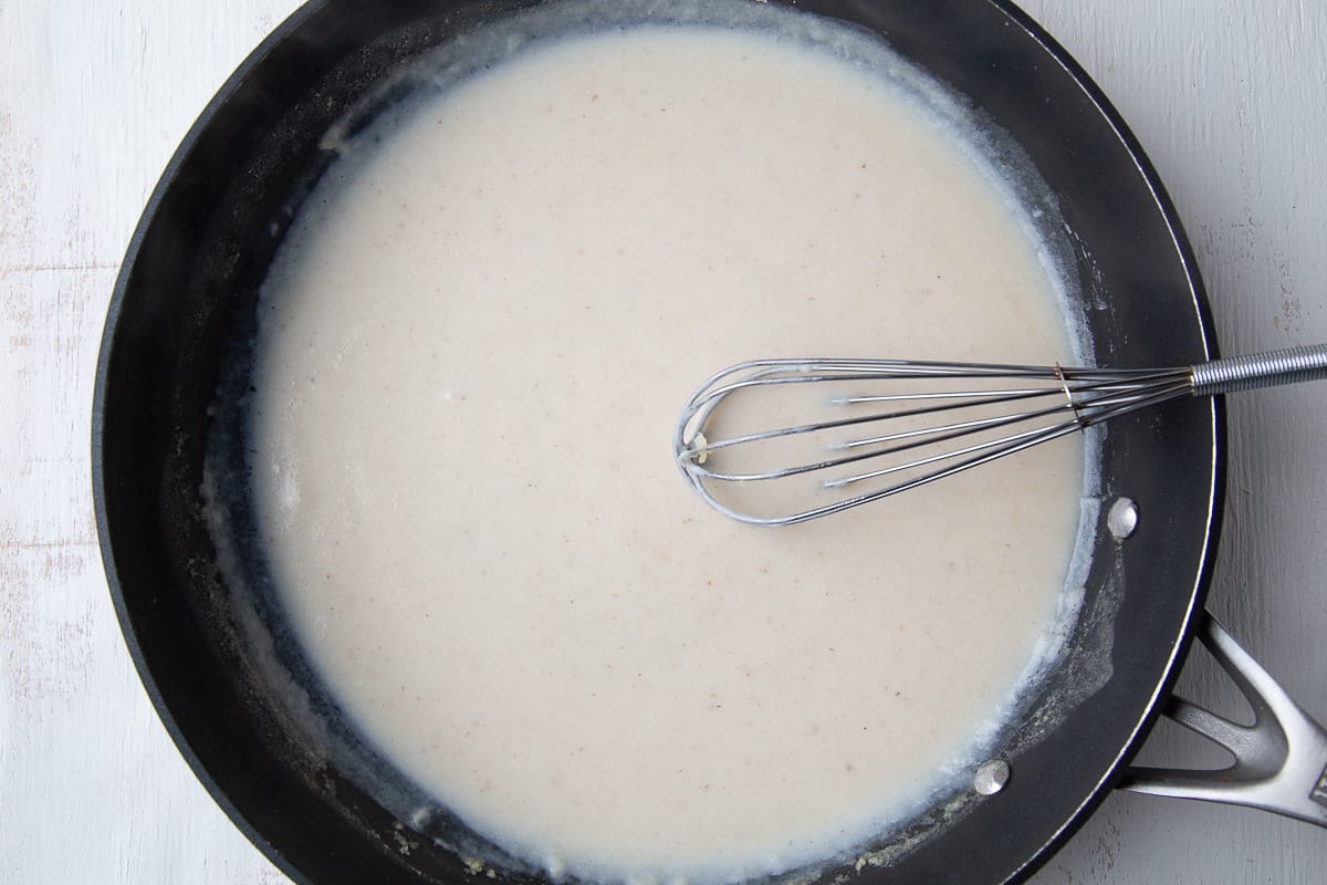 cream sauce in a nonstick skillet.