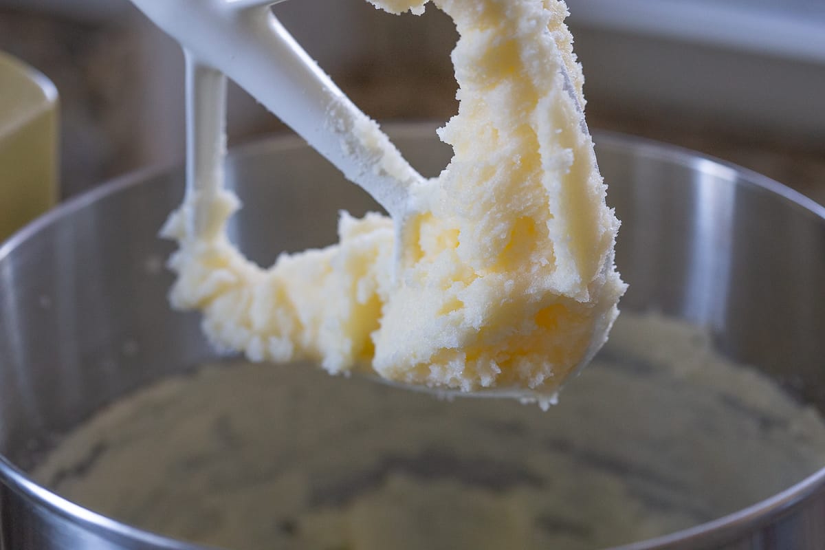 butter and sugar in a stand mixer.