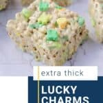 lucky charms treats on a white marble table.