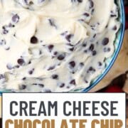 creamy white dip with mini chocolate chips in it.