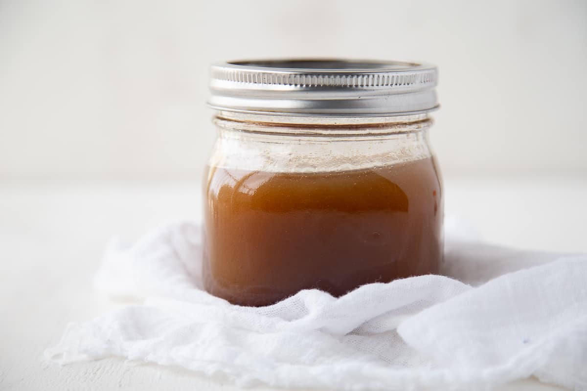 asian vinaigrette in a glass jar.