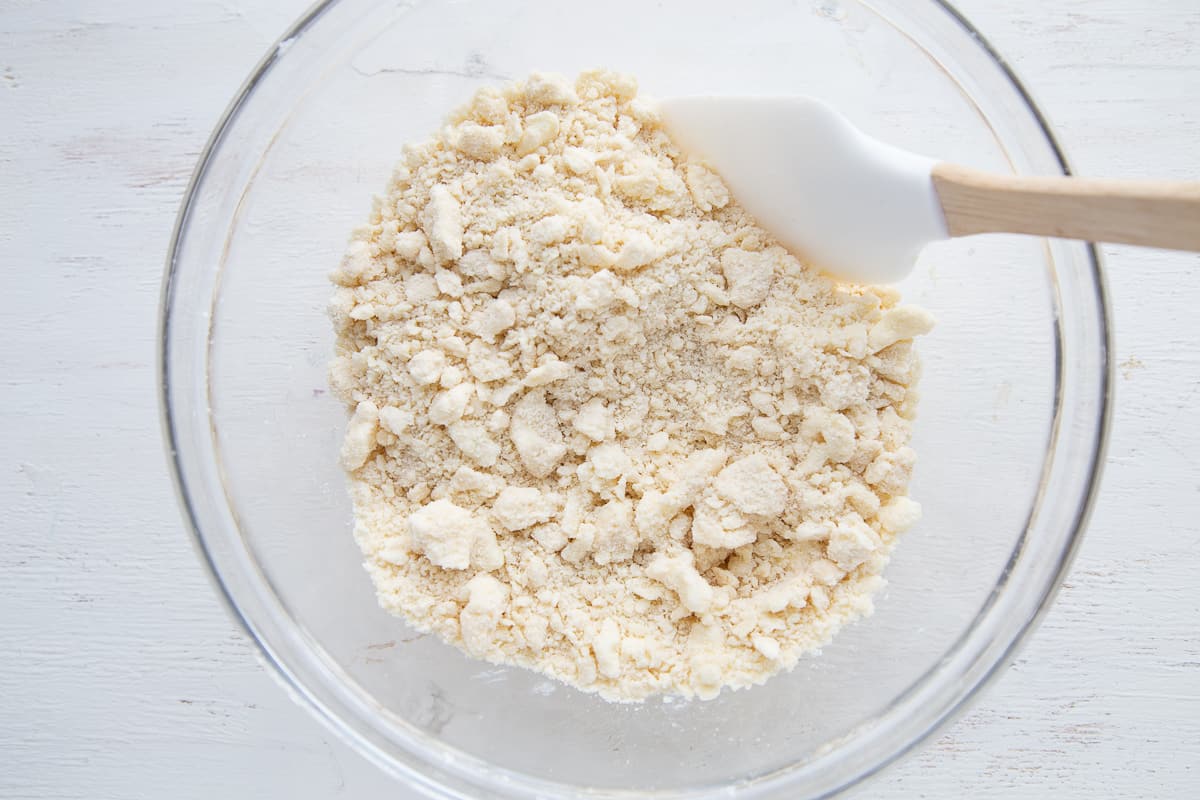 butter and flour dough mixture in a glass bowl.