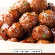 pile of meatballs coated in a sticky-sweet glaze.