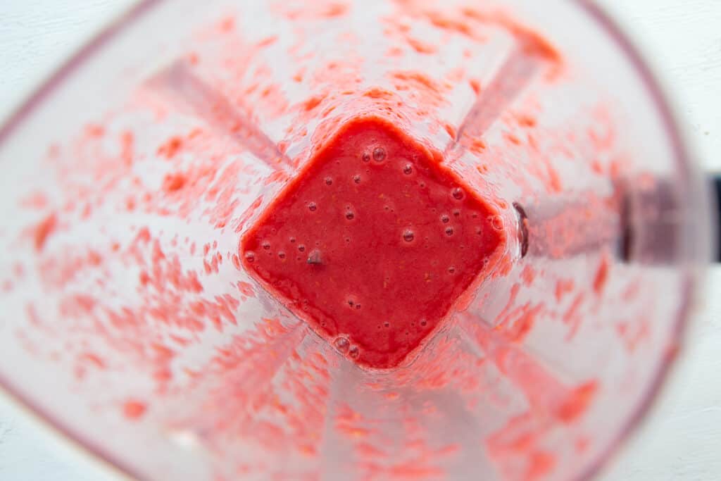 raspberry puree in a blender.