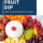 platter of fresh fruit with a bowl of fruit dip.