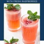 glass of raspberry lemonade with fresh mint.