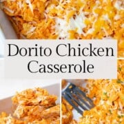 dorito chicken casserole topped with cheese.