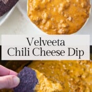 chili cheese dip in a ramekin.