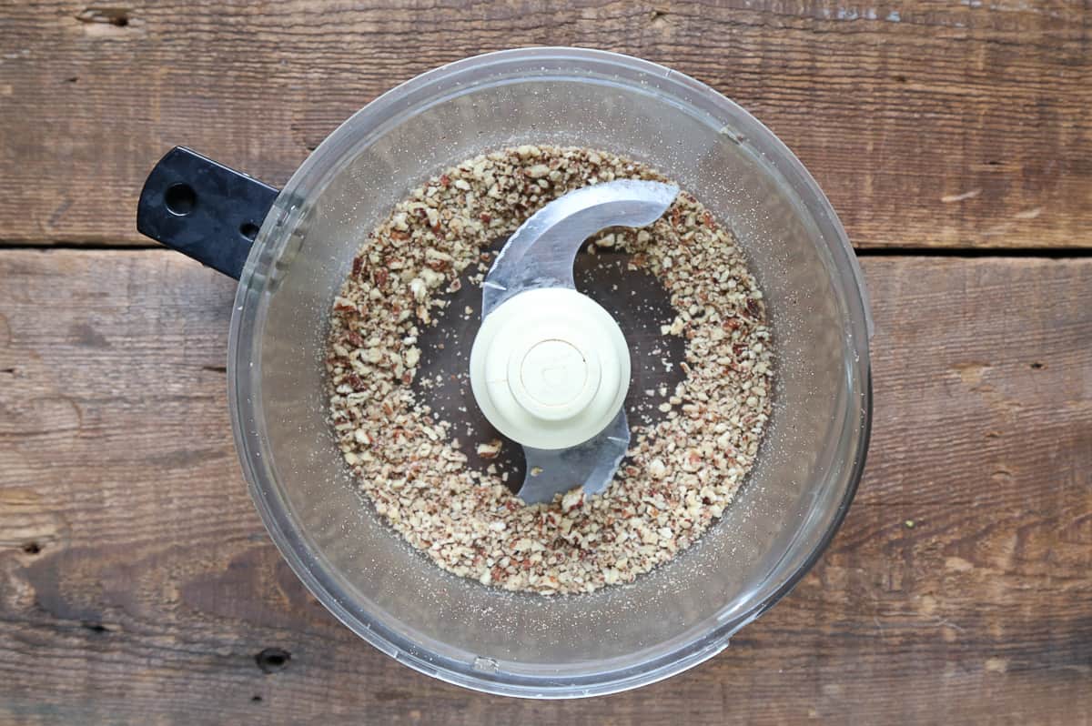 chopped pecans in a food processor.