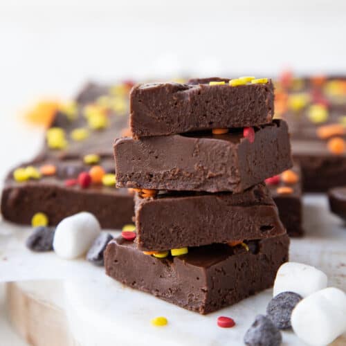 stack of marshmallow fudge squares.