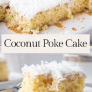 slices of coconut poke cake.