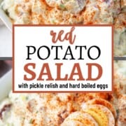potato salad topped with paprika and slices of hard boiled egg.