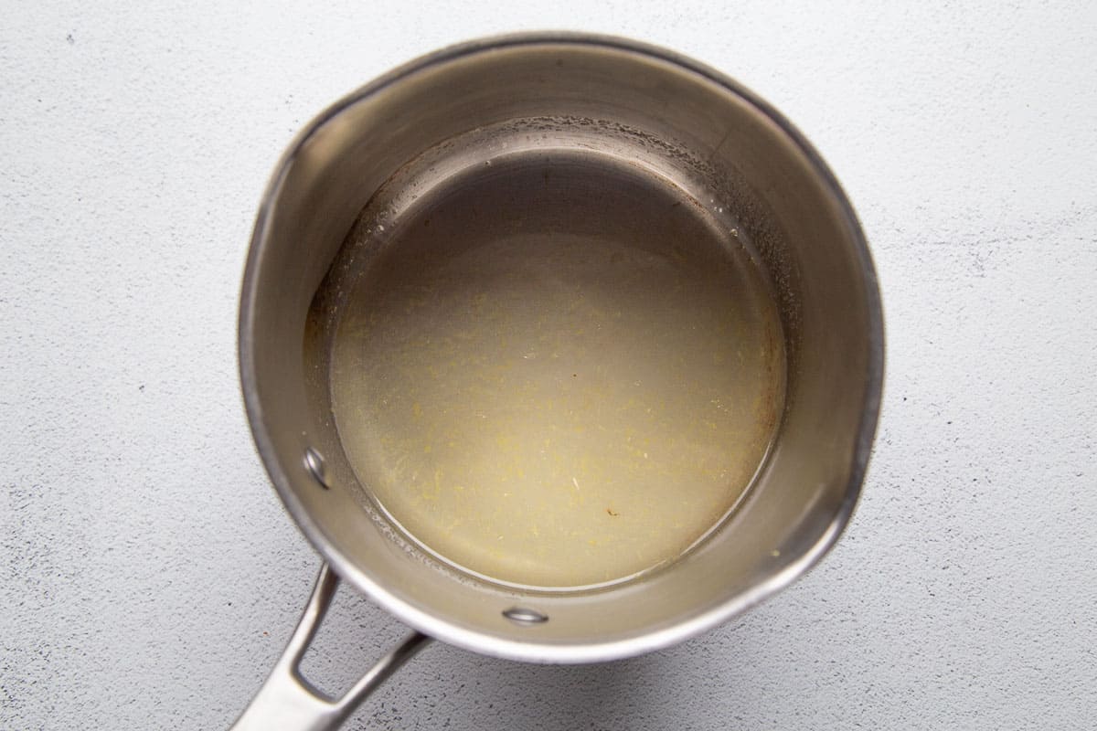 lemon glaze in a saucepan.