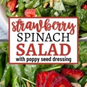 spinach topped with strawberries, slivered almonds, and a poppy seed dressing.