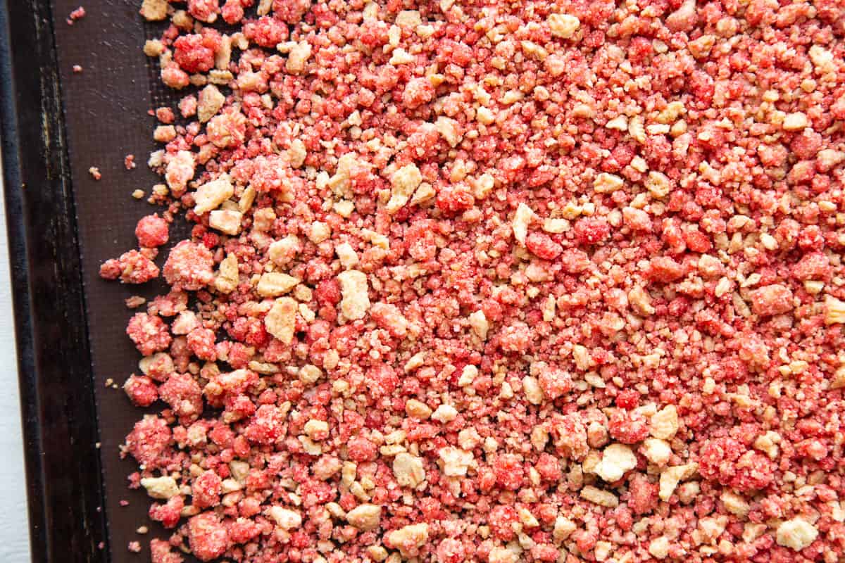 strawberry crunch on a sheet pan.