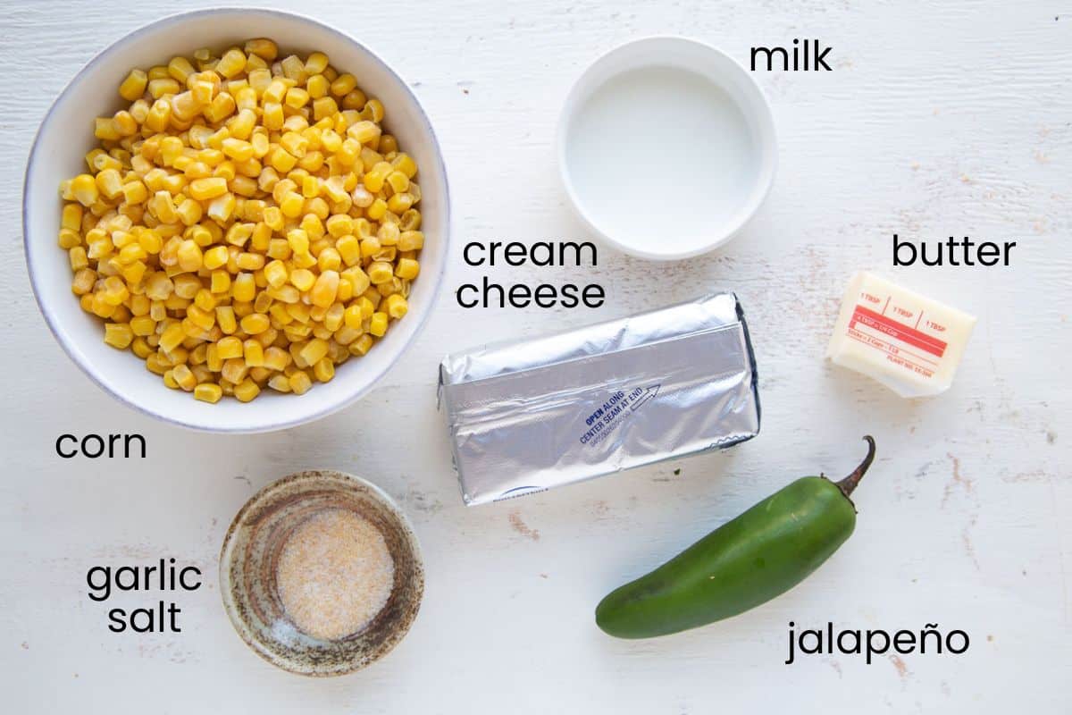 corn, cream cheese, and other ingredients.