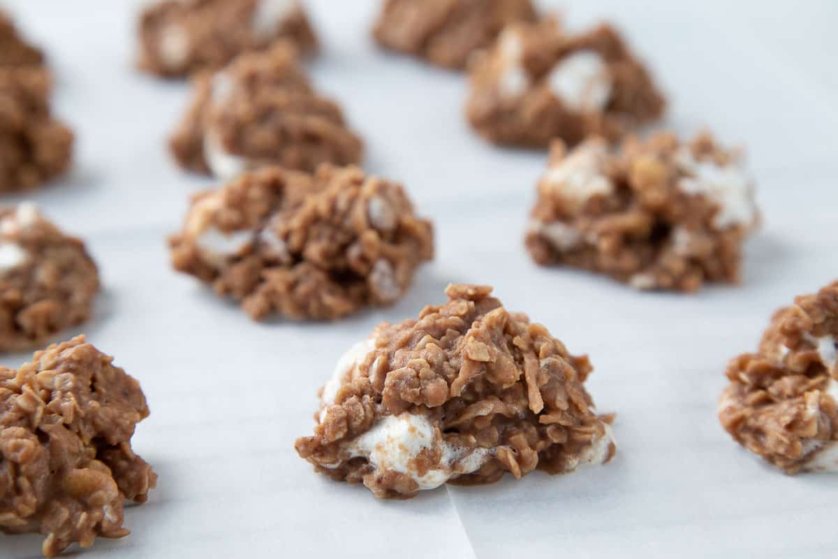 boiled cookies on white parchment paper.