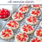 poinsettia cookies on a wire rack.