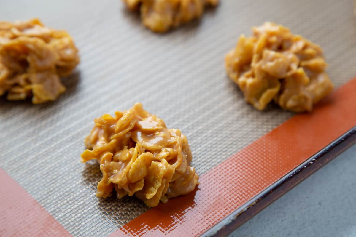 corn flake candy on a silicone mat.