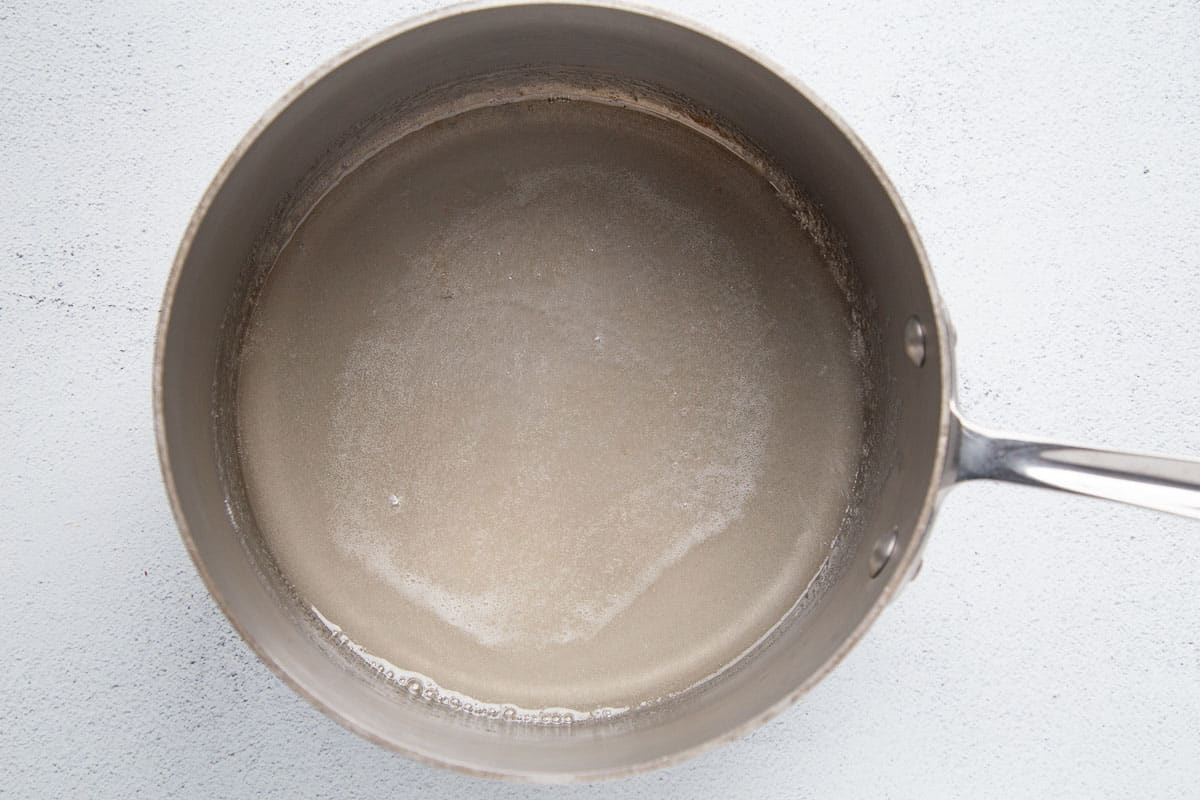 sugar mixture in a saucepan.