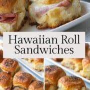 ham and cheese sandwiches on hawaiian rolls.