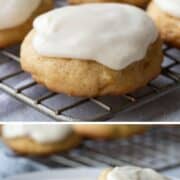 pineapple cookies on a wire rack and on a white plate.