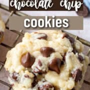 chocolate chip cookie on a wire rack.