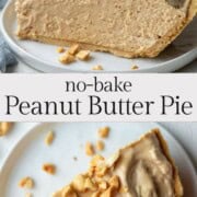 slice of peanut butter pie with peanuts on top.