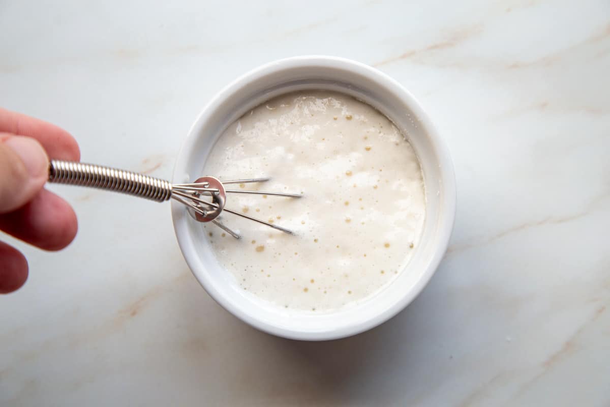 Top view of the baking powder mixture for the Salmon Patties.